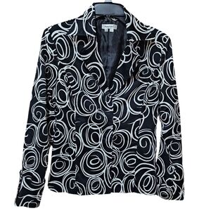 Womens‎ Appraisal Geometric Black/White Jacket Blazer Size Small With Belt